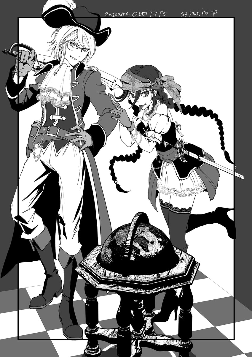 fukawa toko and togami byakuya (danganronpa and 1 more) drawn by koutei_penko