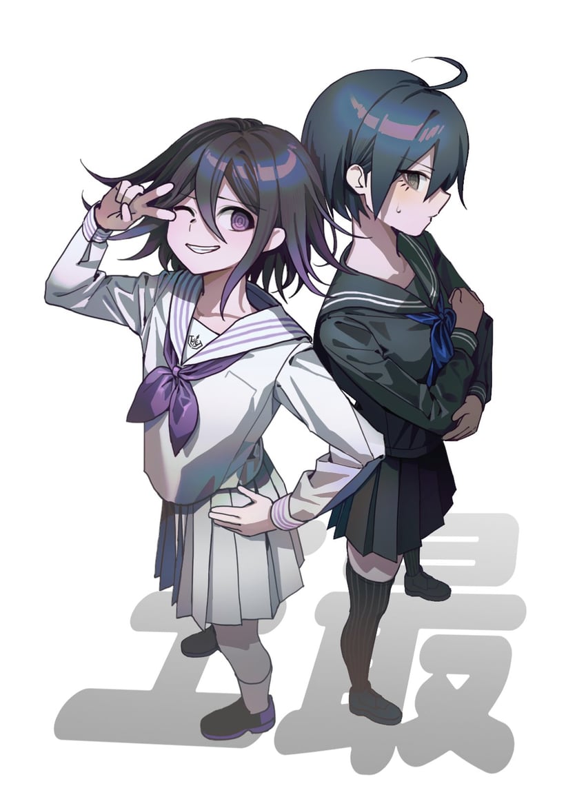 oma kokichi and saihara shuichi (danganronpa and 1 more) drawn by 50k_v3
