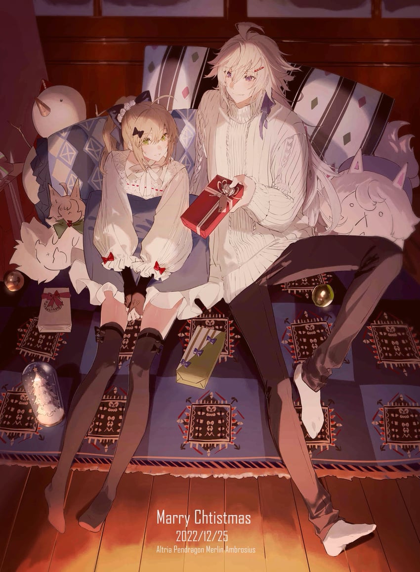 artoria pendragon, fou, saber lily, and merlin (fate and 1 more) drawn by bsq