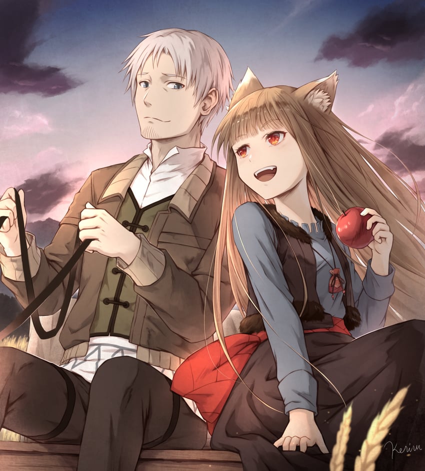 holo and craft lawrence (spice and wolf) drawn by khell