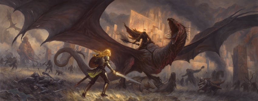 nazgul, fellbeast, witch king of angmar, eowyn, and mumakil (tolkien's legendarium and 1 more) drawn by chris_rahn