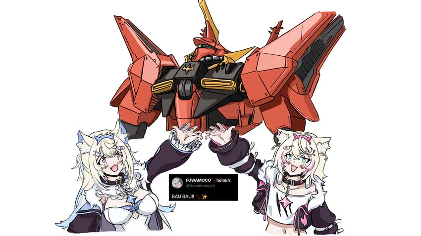 fuwawa abyssgard, mococo abyssgard, and bawoo (hololive and 3 more) drawn by deadlich