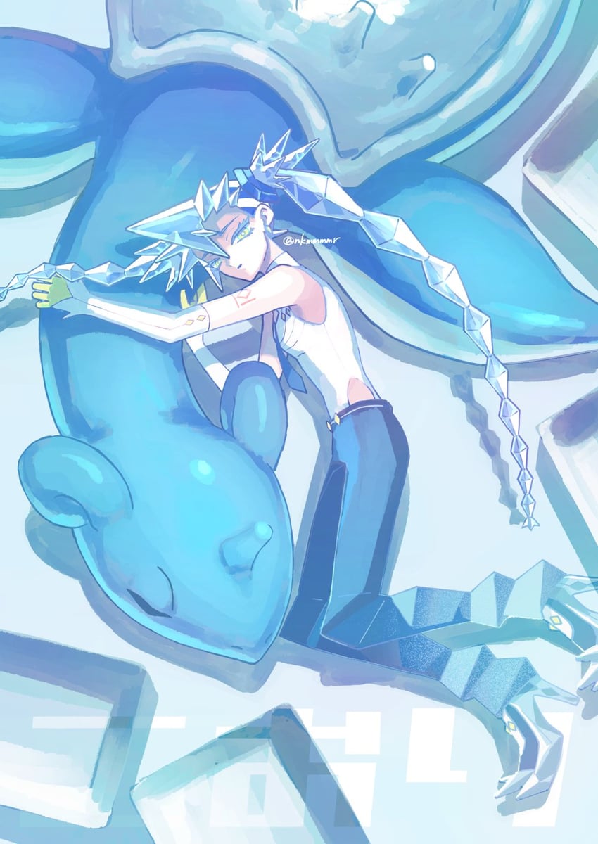 hatsune miku, lapras, and ice miku (pokemon and 2 more) drawn by funahashi_(nkmmmmr)