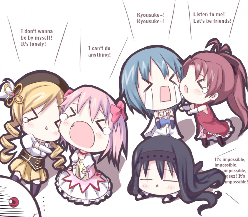 akemi homura, kaname madoka, miki sayaka, sakura kyoko, tomoe mami, and 1 more (mahou shoujo madoka magica) drawn by darkside
