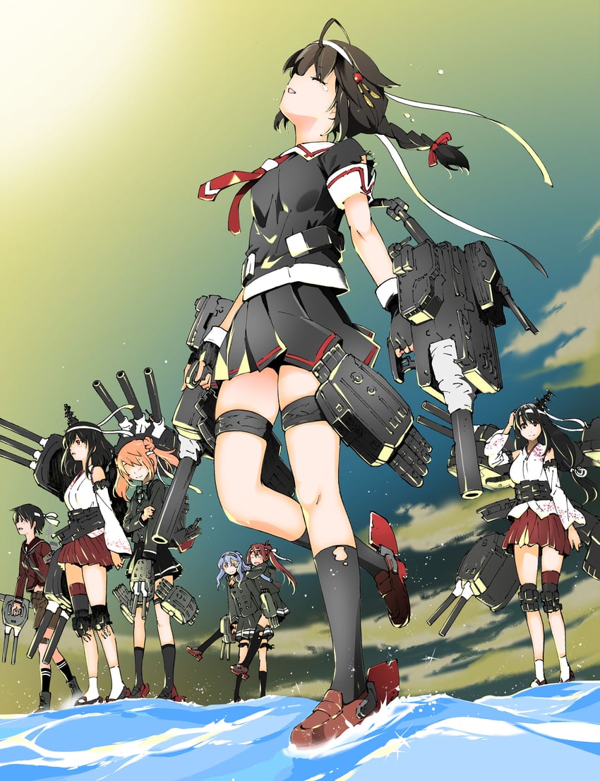 shigure, yamashiro, fusou, mogami, michishio, and 2 more (kantai collection) drawn by yoshinaga_yunosuke