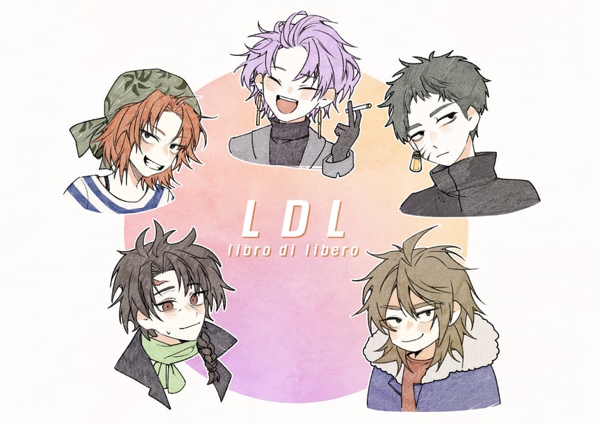 harada minoru, isoi reiji, theodore riddle, dreyfus zweig, and annie (saibou shinkyoku) drawn by yull_gok