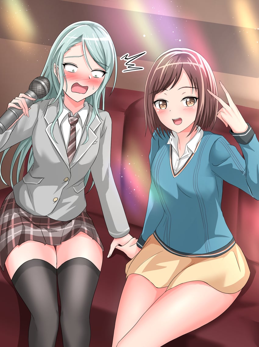 hikawa sayo and hazawa tsugumi (bang dream!) drawn by benzhu_(benzhu0617)