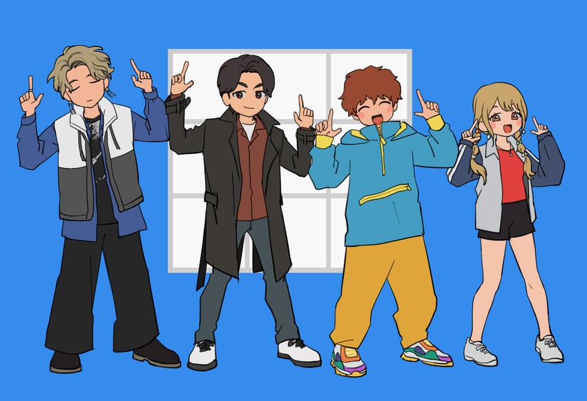 inoue shouma, karakida hanto, lakia amarga, and amane sachika (kamen rider and 1 more) drawn by azkn