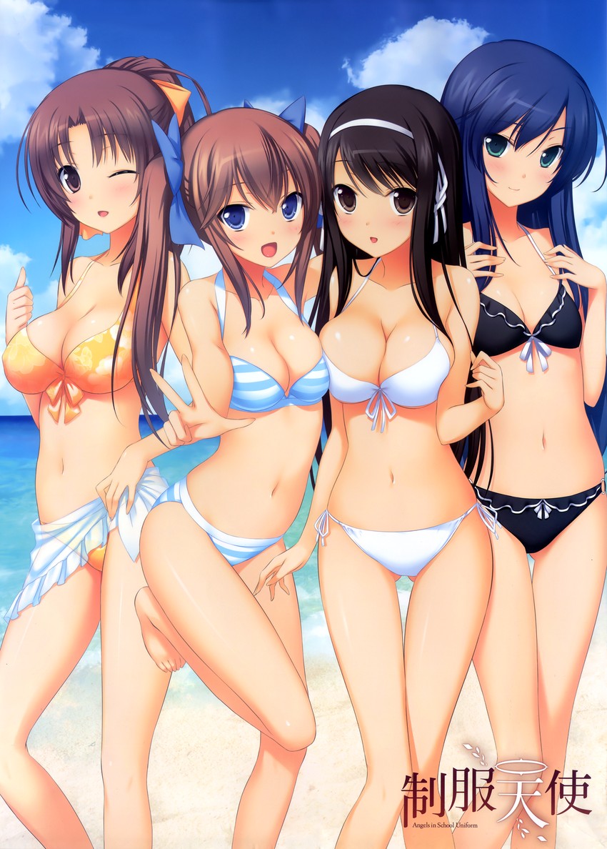 nanami shion, neon, mochizuki ayane, and manahime honoka (seifuku tenshi) drawn by kisaragi_myau