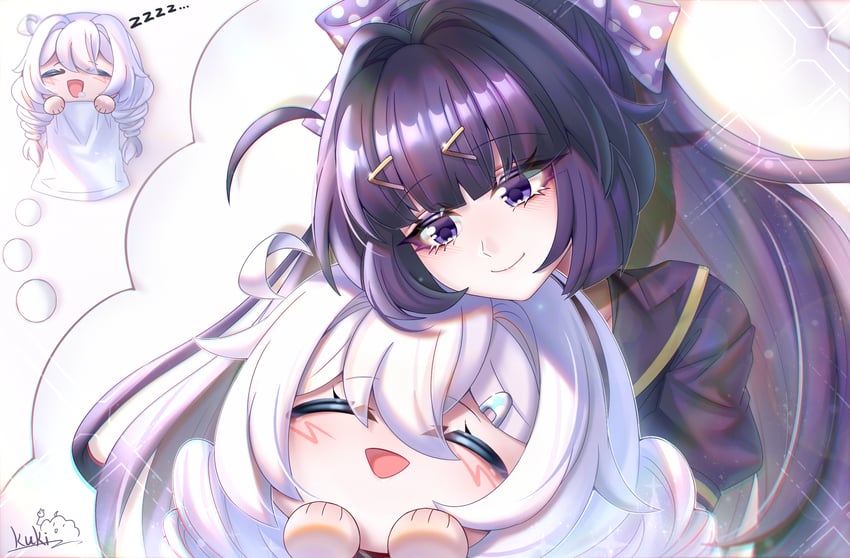kiana kaslana and raiden mei (honkai and 1 more) drawn by cutescookie