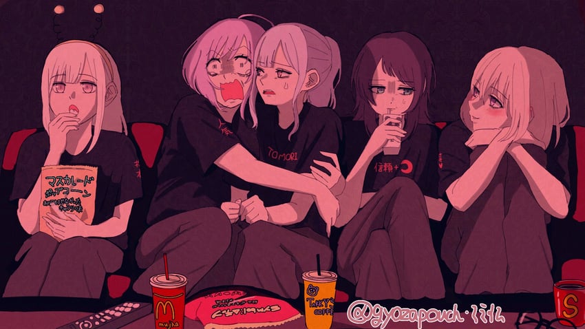 togawa sakiko, wakaba mutsumi, yahata umiri, misumi uika, and yuutenji nyamu (bang dream! and 2 more) drawn by gyozapouch