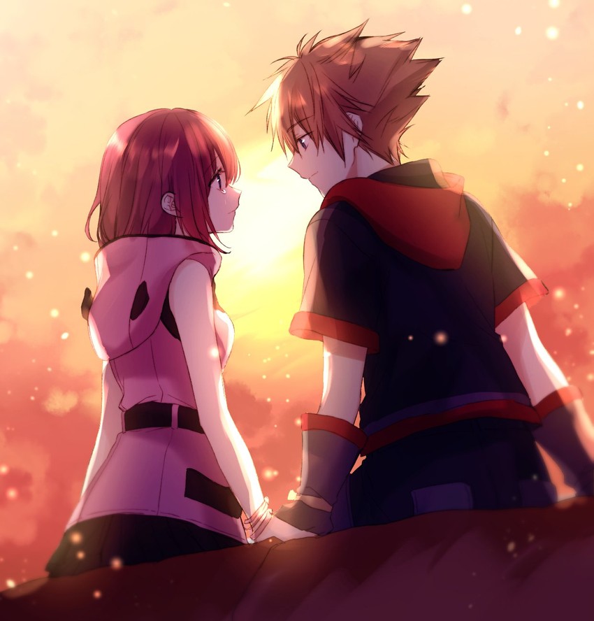 sora and kairi (kingdom hearts and 1 more) drawn by soap_(user_kghh4755)