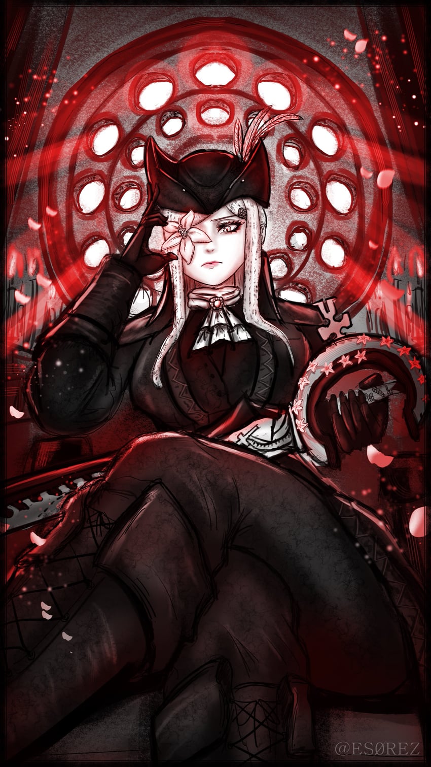 lady maria of the astral clocktower and zero (bloodborne and 2 more) drawn by k0himizu