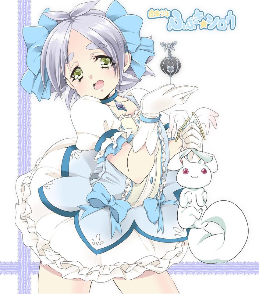 kaname madoka, kyubey, and fubuki shirou (mahou shoujo madoka magica and 1 more) drawn by himeno345