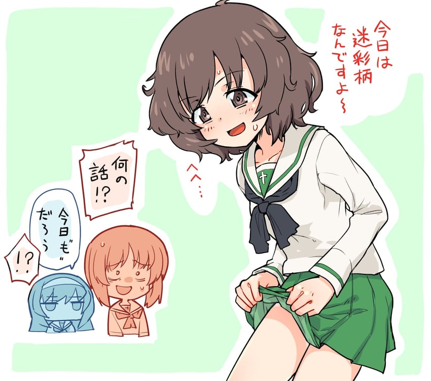 nishizumi miho, akiyama yukari, and reizei mako (girls und panzer) drawn by monolith_(suibou_souko)