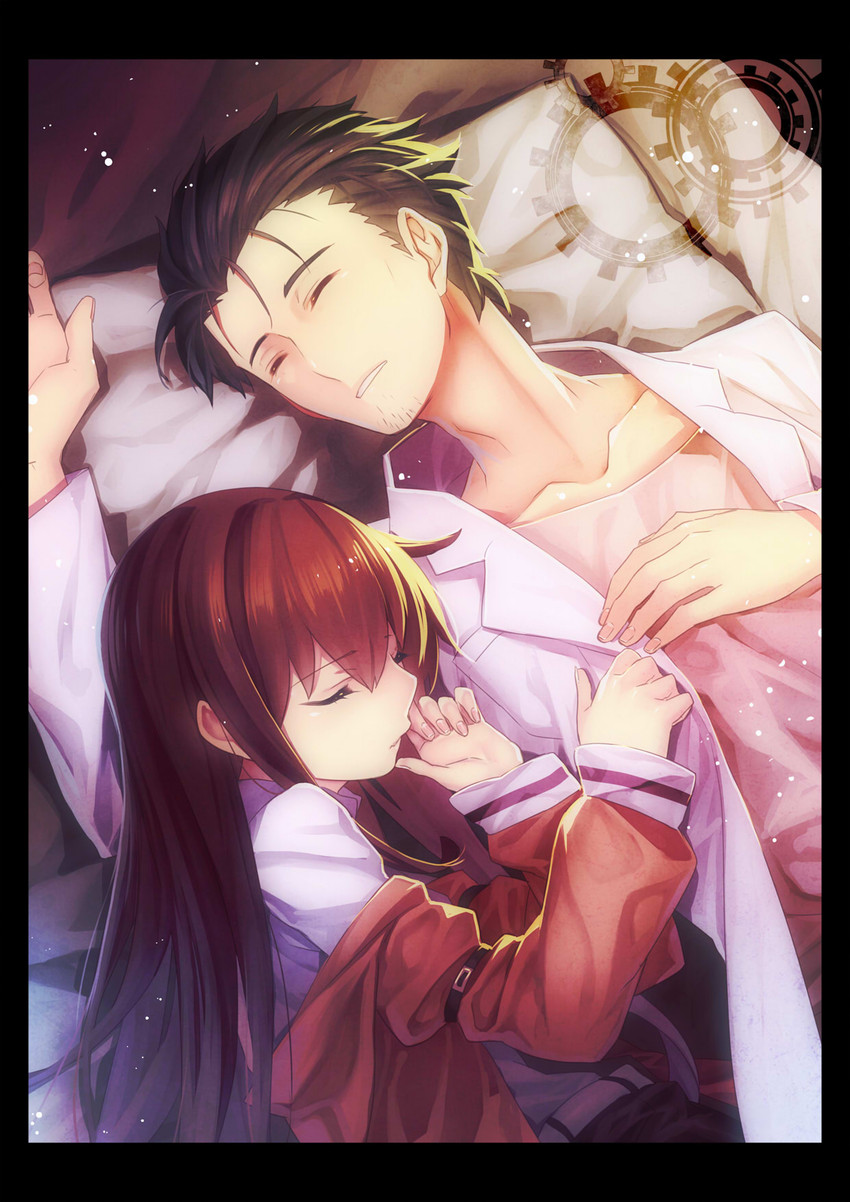 makise kurisu and okabe rintarou (steins;gate) drawn by misti