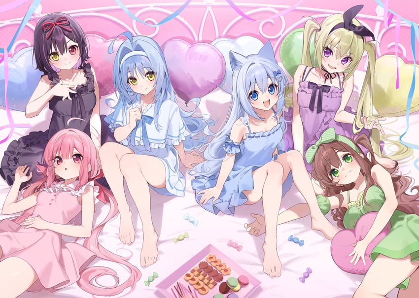 yuki, mugi, momo, kanon, miku, and 1 more (original) drawn by kise_itsuki