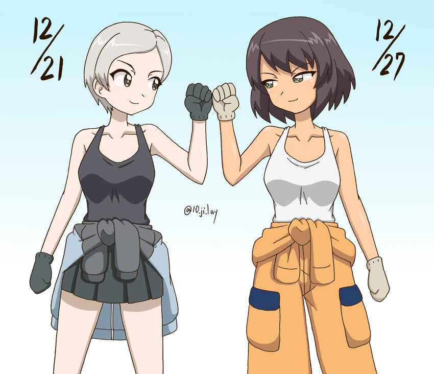 hoshino and ari (girls und panzer) drawn by 10_ji_lay