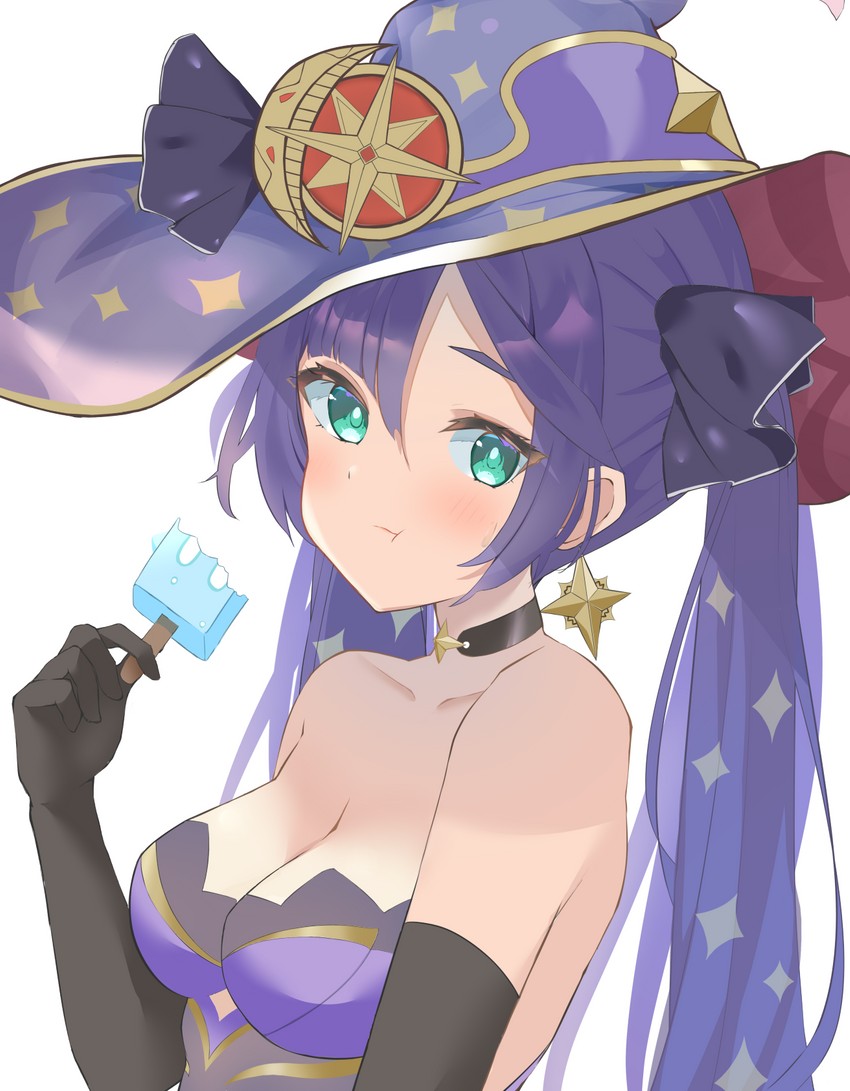 mona and slime (genshin impact) drawn by karisu_(user_xxht5843)