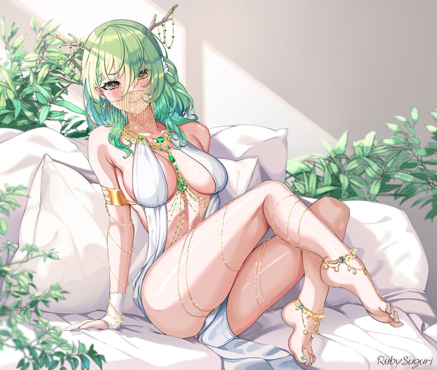 ceres fauna (hololive and 1 more) drawn by ruby_suguri