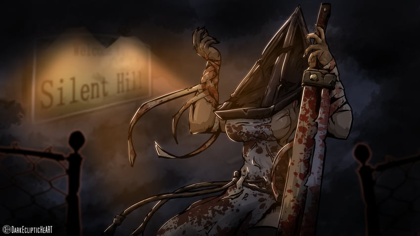 pyramid head (silent hill 2 and 2 more) drawn by darkeclipticheart