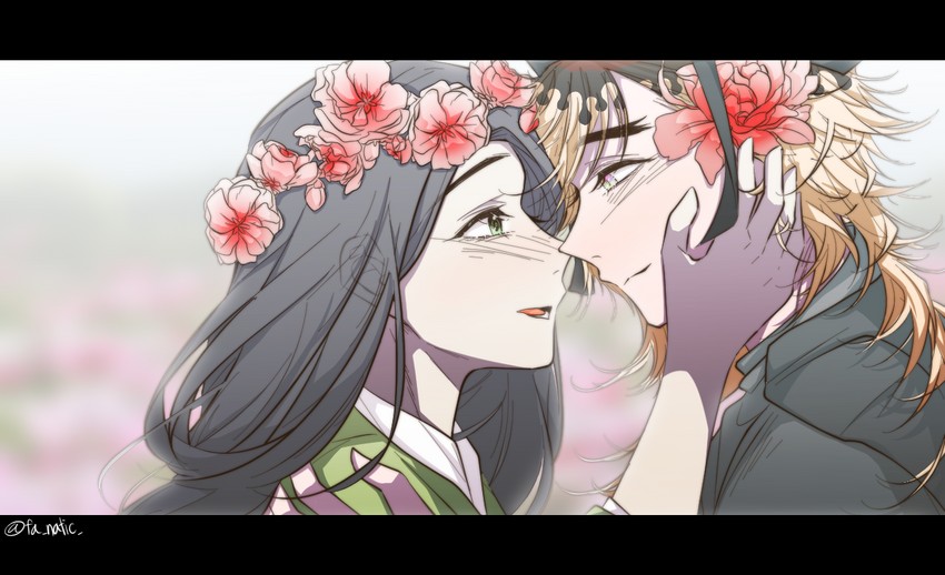 douma and hashibira kotoha (kimetsu no yaiba) drawn by fa_natic
