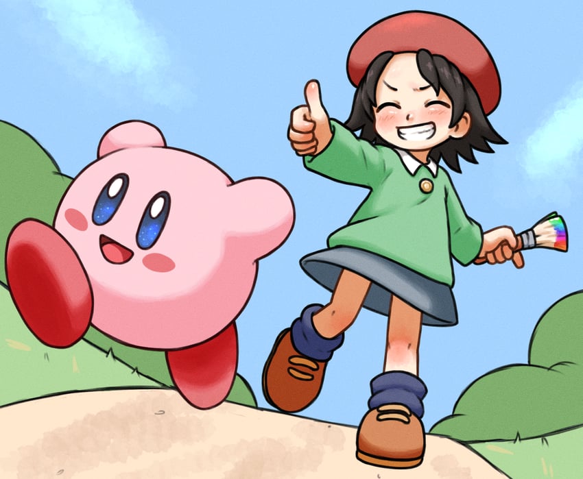 kirby and adeleine (kirby and 1 more) drawn by beachepisode