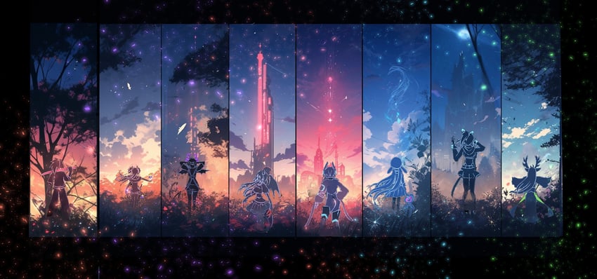 ironmouse, kson, zentreya, melody, apricot the lich, and 5 more (vshojo) drawn by mochimochi_589