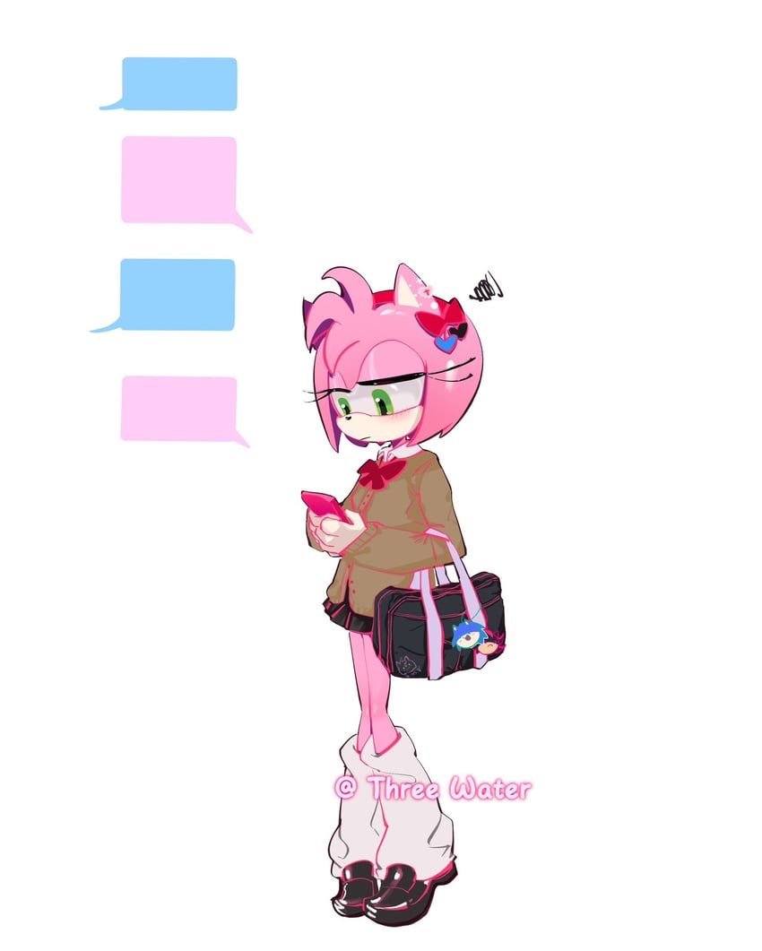 sonic the hedgehog, shadow the hedgehog, and amy rose (sonic) drawn by pxrsszy