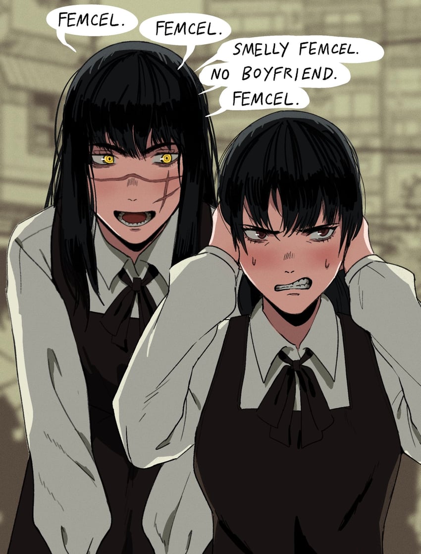 yoru and mitaka asa (chainsaw man) drawn by francisco_mon