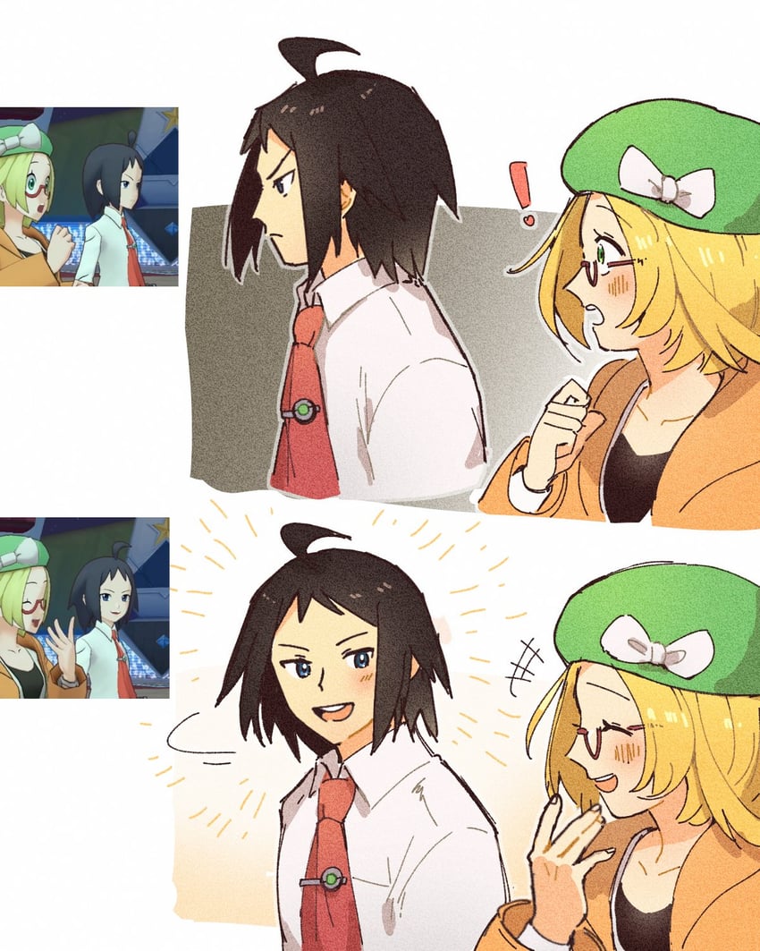 bianca and cheren (pokemon and 2 more) drawn by miiyokoe