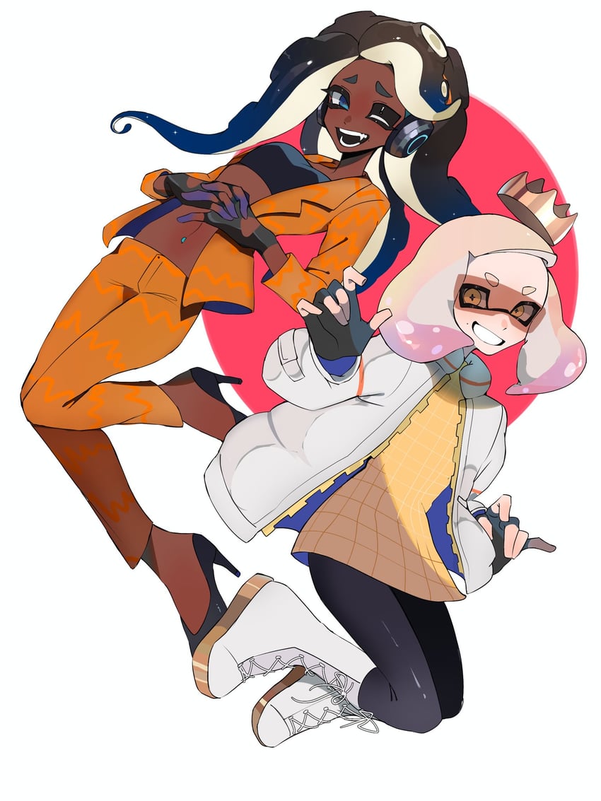 marina and pearl (splatoon and 1 more) drawn by zer_skd