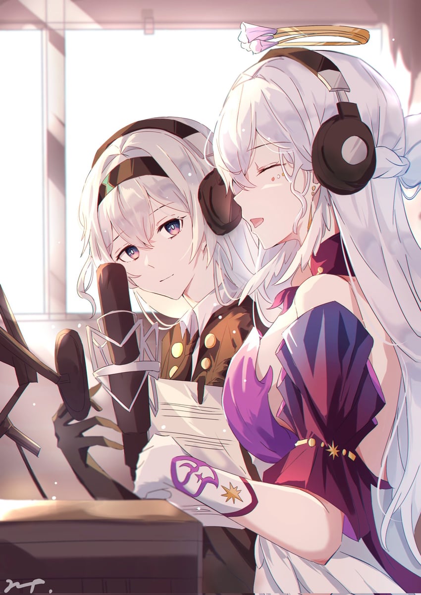 firefly and robin (honkai and 1 more) drawn by qingsi