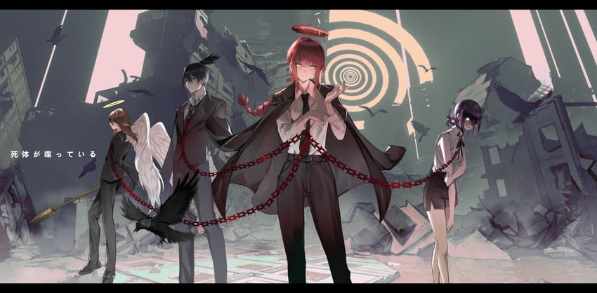 makima, reze, hayakawa aki, and angel devil (chainsaw man) drawn by bijian_de_linghun