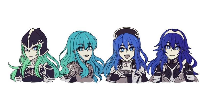 eirika, lilina, nephenee, and lucina (fire emblem and 5 more) drawn by alisha_(heirror)