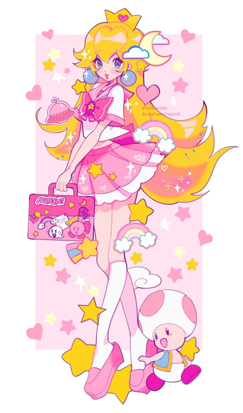 kirby, princess peach, boo, toad, goomba, and 1 more (mario and 1 more) drawn by meowwniz