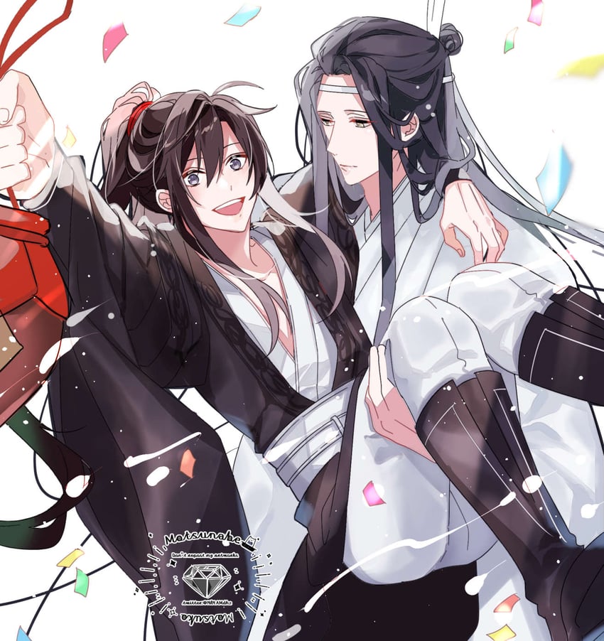 wei wuxian and lan wangji (modao zushi) drawn by hyottokoane