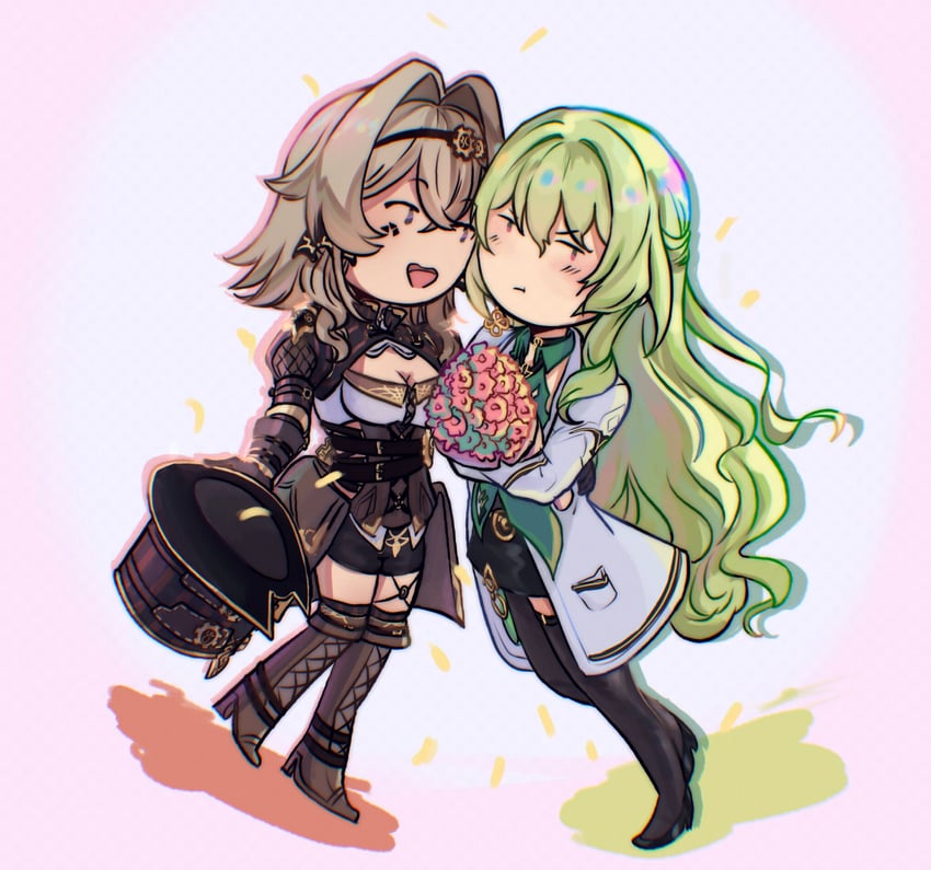 mobius and vill-v (honkai and 1 more) drawn by farcicalhelix