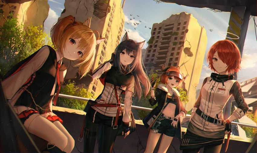 texas, exusiai, sora, and croissant (arknights) drawn by appble