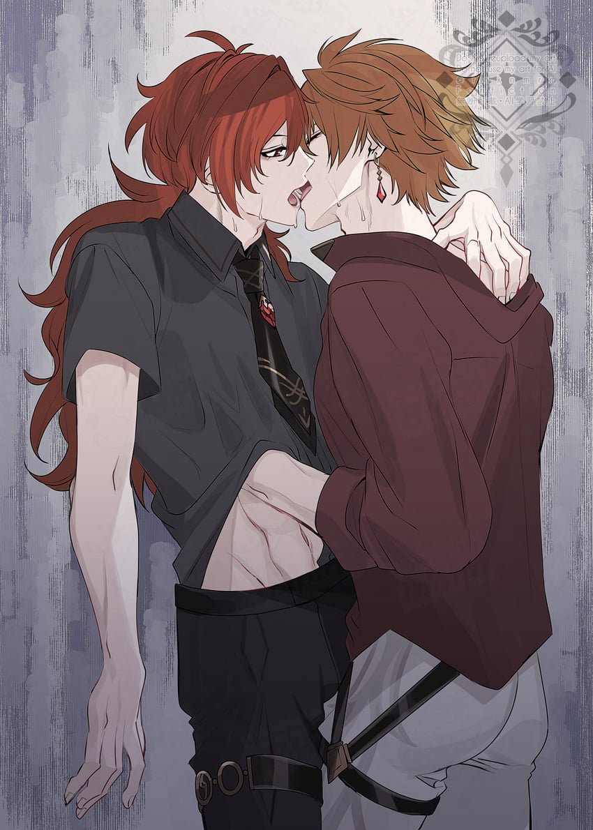 tartaglia and diluc (genshin impact) drawn by hiki_yuichi