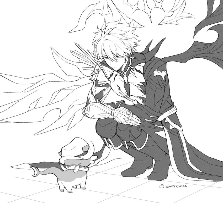 phainon and bubbles (honkai and 1 more) drawn by amata_(amaxtamax)