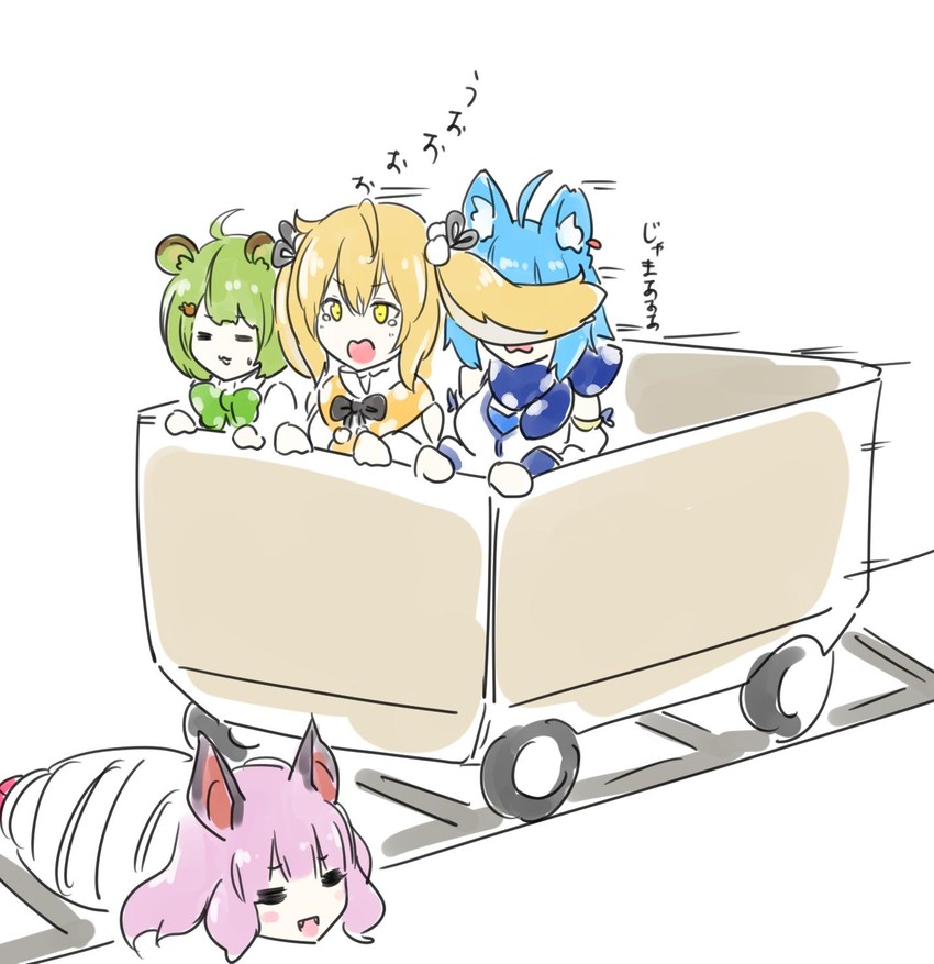 souya ichika, inaba haneru, hinokuma ran, and umori hinako (nanashi inc. and 1 more) drawn by goukin-man