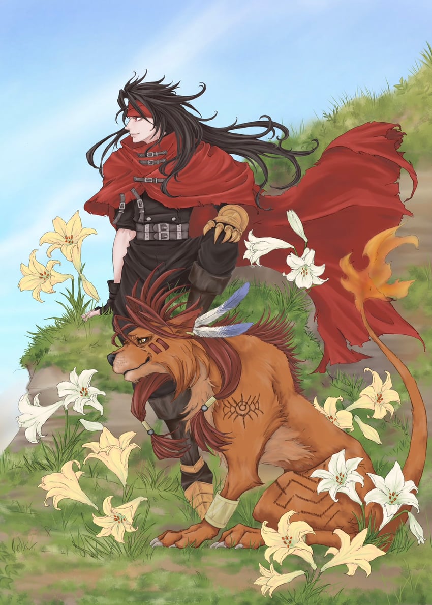 vincent valentine and red xiii (final fantasy and 1 more) drawn by msa_mne