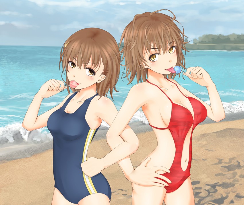 misaka mikoto and misaka worst (toaru majutsu no index) drawn by shin_(highest1192)