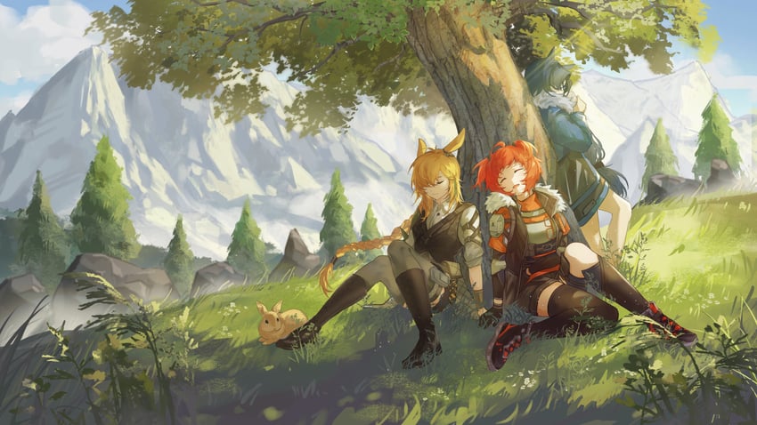 kroos, kroos the keen glint, fang, and beagle (arknights) drawn by uninhabitedisland429
