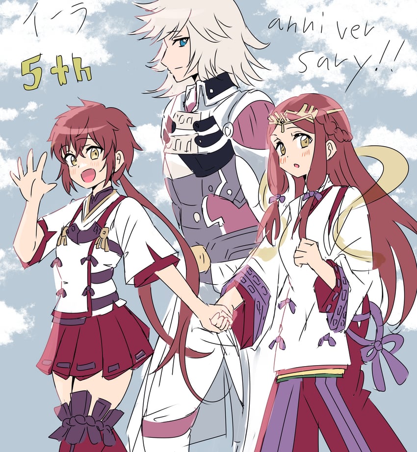 lora, jin, and fan la norne (xenoblade chronicles and 2 more) drawn by ereka