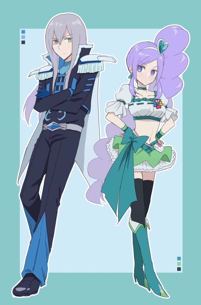 aono miki, cure berry, and souler (precure and 1 more) drawn by hagihara_riku