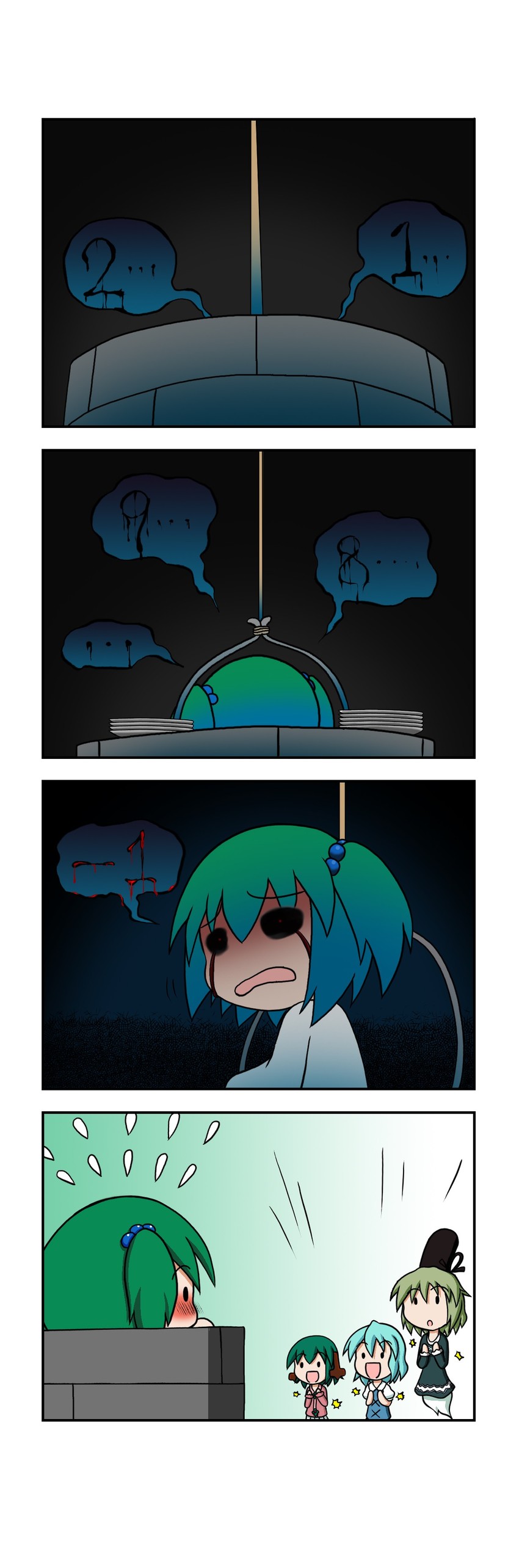 tatara kogasa, soga no tojiko, kasodani kyouko, and kisume (touhou) drawn by rakugaki-biyori