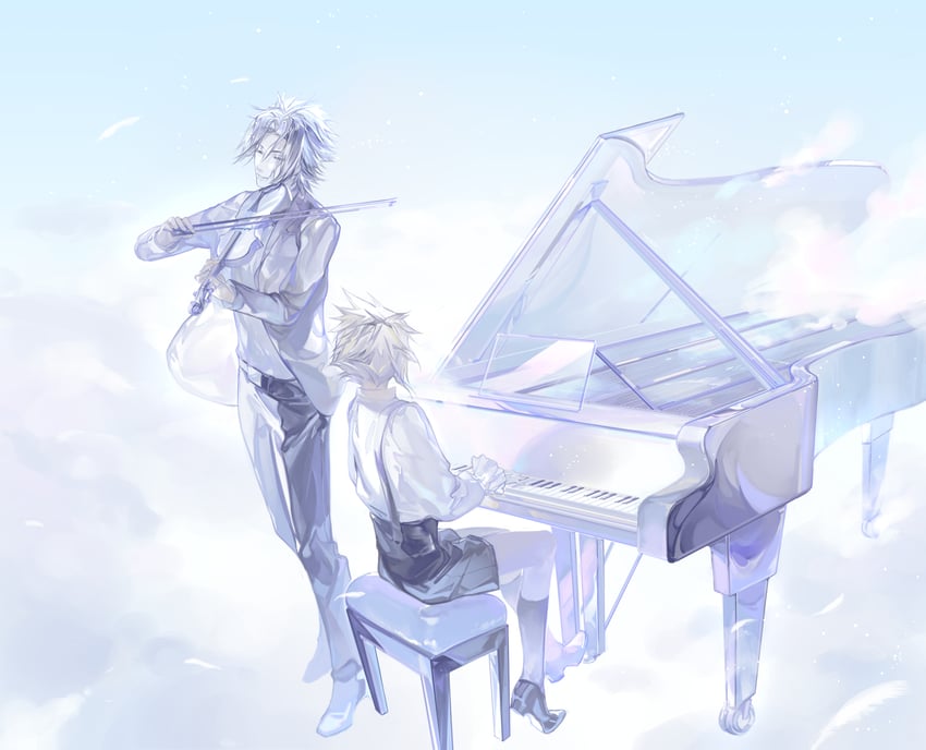 cloud strife and zack fair (final fantasy and 1 more) drawn by riio