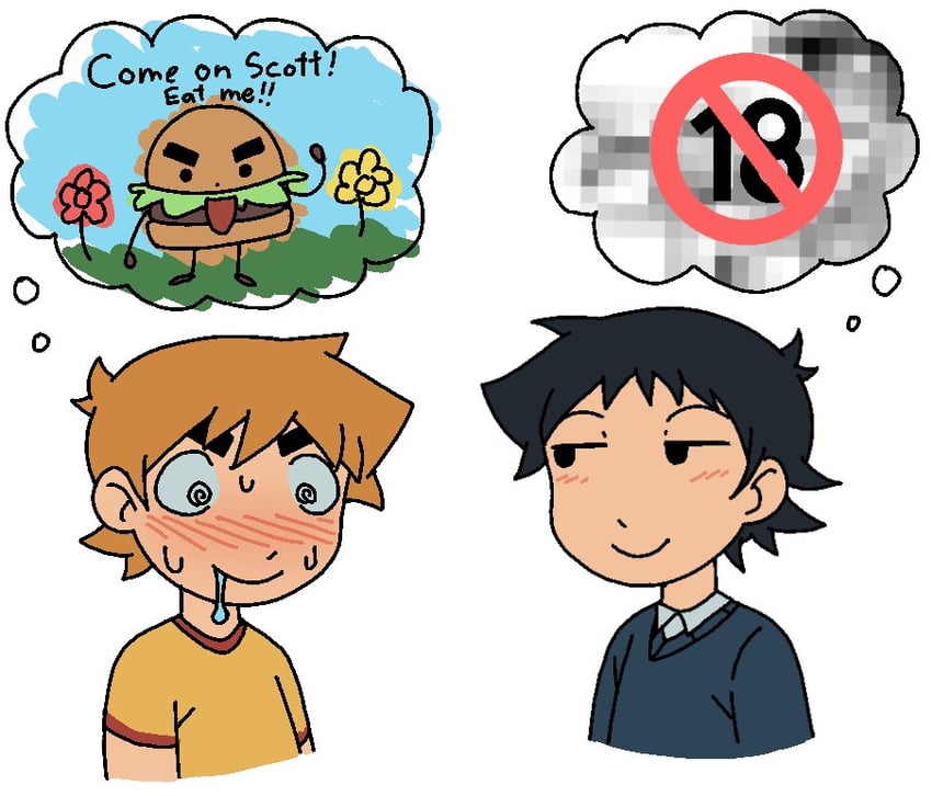 scott pilgrim and wallace wells (scott pilgrim) drawn by warambling